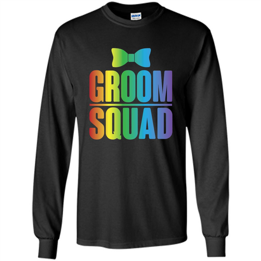 Groom Squad Bachelor Party Rainbow Bowtie T-Shirt Black