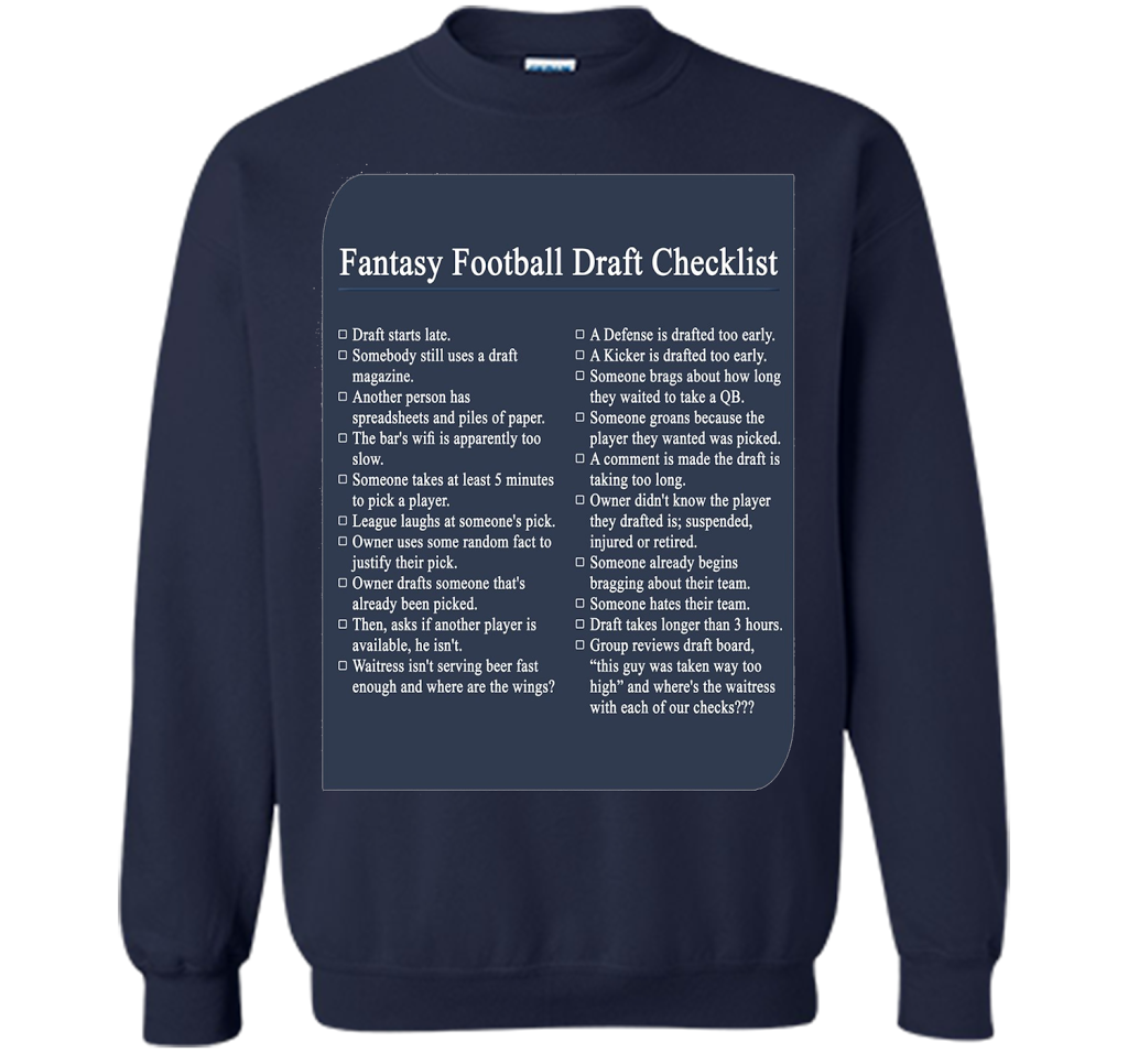 Fantasy Football Draft Checklist T-shirt