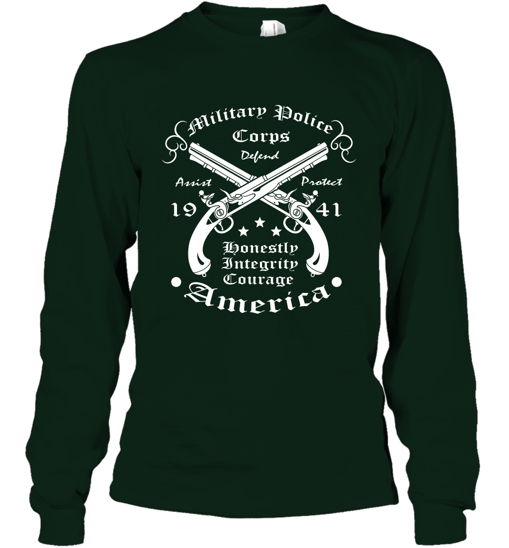 Military Police America Shirt Long Sleeve T-Shirt Long Sleeve T-Shirt Forest Green