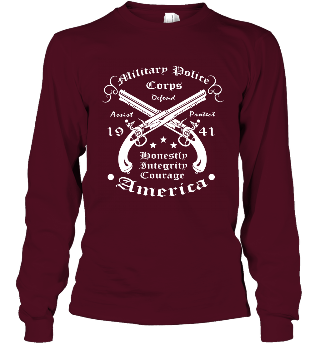 Military Police America Shirt Long Sleeve T-Shirt Long Sleeve T-Shirt Maroon