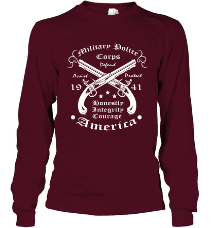 Military Police America Shirt Long Sleeve T-Shirt Long Sleeve T-Shirt Maroon
