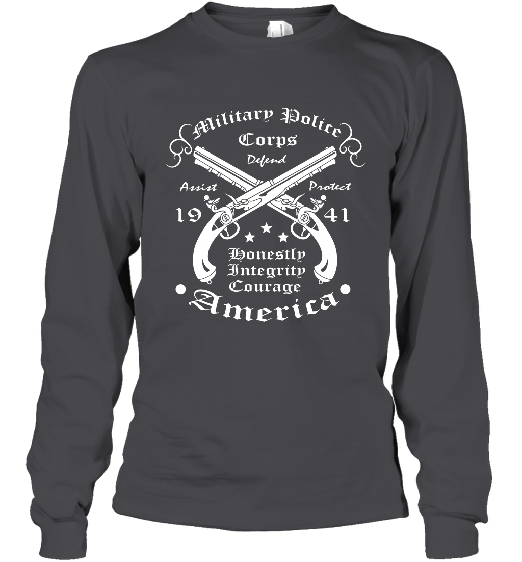Military Police America Shirt Long Sleeve T-Shirt Long Sleeve T-Shirt Dark Heather