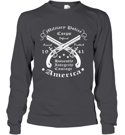 Military Police America Shirt Long Sleeve T-Shirt Long Sleeve T-Shirt Dark Heather