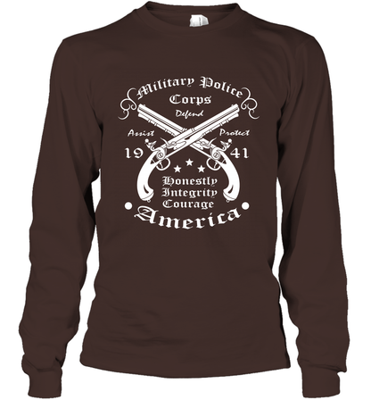Military Police America Shirt Long Sleeve T-Shirt Long Sleeve T-Shirt Dark Chocolate