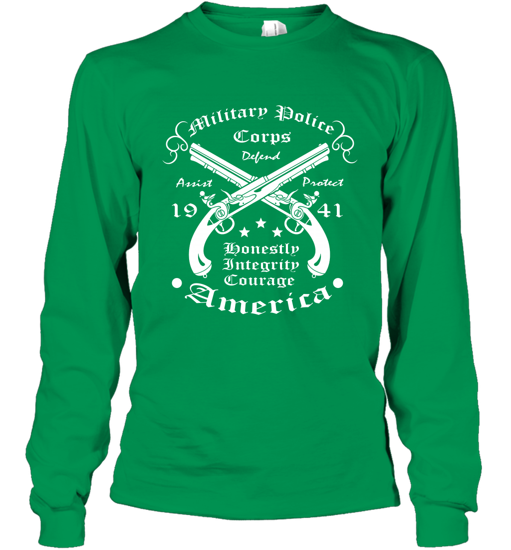Military Police America Shirt Long Sleeve T-Shirt Long Sleeve T-Shirt Irish Green