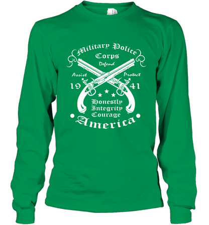 Military Police America Shirt Long Sleeve T-Shirt Long Sleeve T-Shirt Irish Green