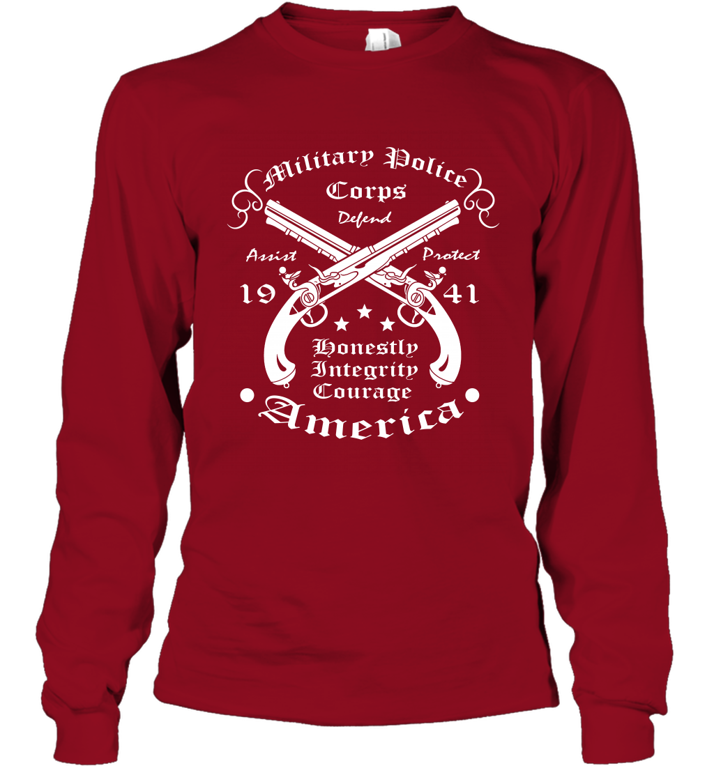 Military Police America Shirt Long Sleeve T-Shirt Long Sleeve T-Shirt Cardinal Red