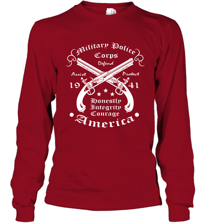 Military Police America Shirt Long Sleeve T-Shirt Long Sleeve T-Shirt Cardinal Red