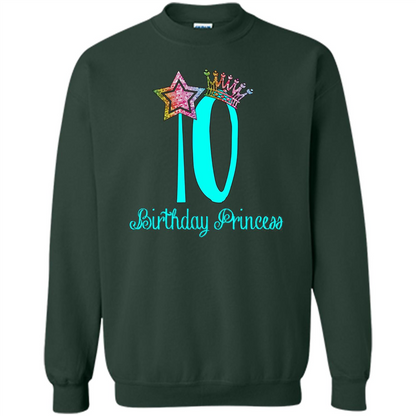 Birthday Princess Tiara T-shirt Tenth Birthday T-Shirt Forest Green