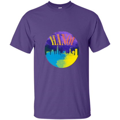 Love Vietnam T-shirt Hanoi Skyline Horizon Sunset Purple