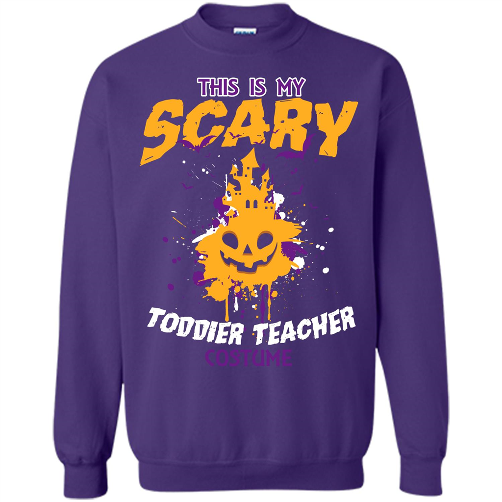 Halloween T-shirt This Is My Scary Toddier Teacher Costume T-shirt Purple