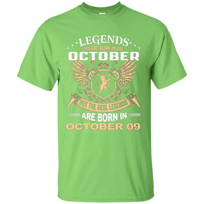Legends Are Born In October 09 T-Shirt Lime
