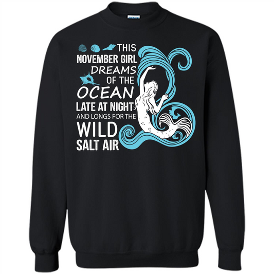 This November Girl Dreams Of The Ocean Late At Night T-shirt Black