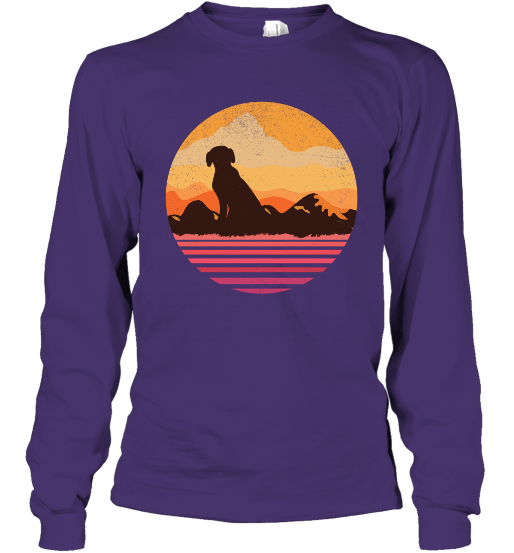 Dog In Sunset Vintage Shirt Long Sleeve T-Shirt Purple