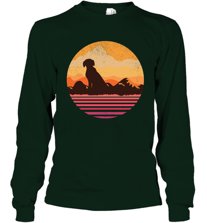 Dog In Sunset Vintage Shirt Long Sleeve T-Shirt Forest Green