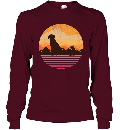 Dog In Sunset Vintage Shirt Long Sleeve T-Shirt Maroon
