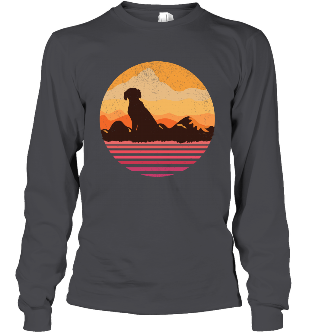 Dog In Sunset Vintage Shirt Long Sleeve T-Shirt Dark Heather