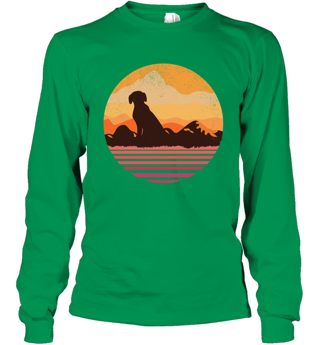 Dog In Sunset Vintage Shirt Long Sleeve T-Shirt Irish Green
