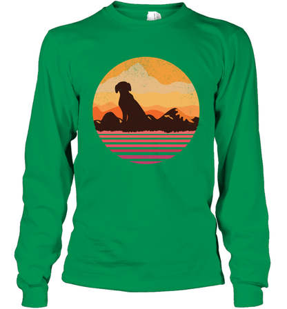 Dog In Sunset Vintage Shirt Long Sleeve T-Shirt Irish Green