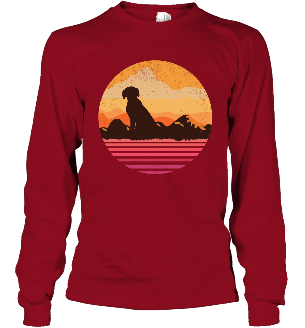 Dog In Sunset Vintage Shirt Long Sleeve T-Shirt Cardinal Red