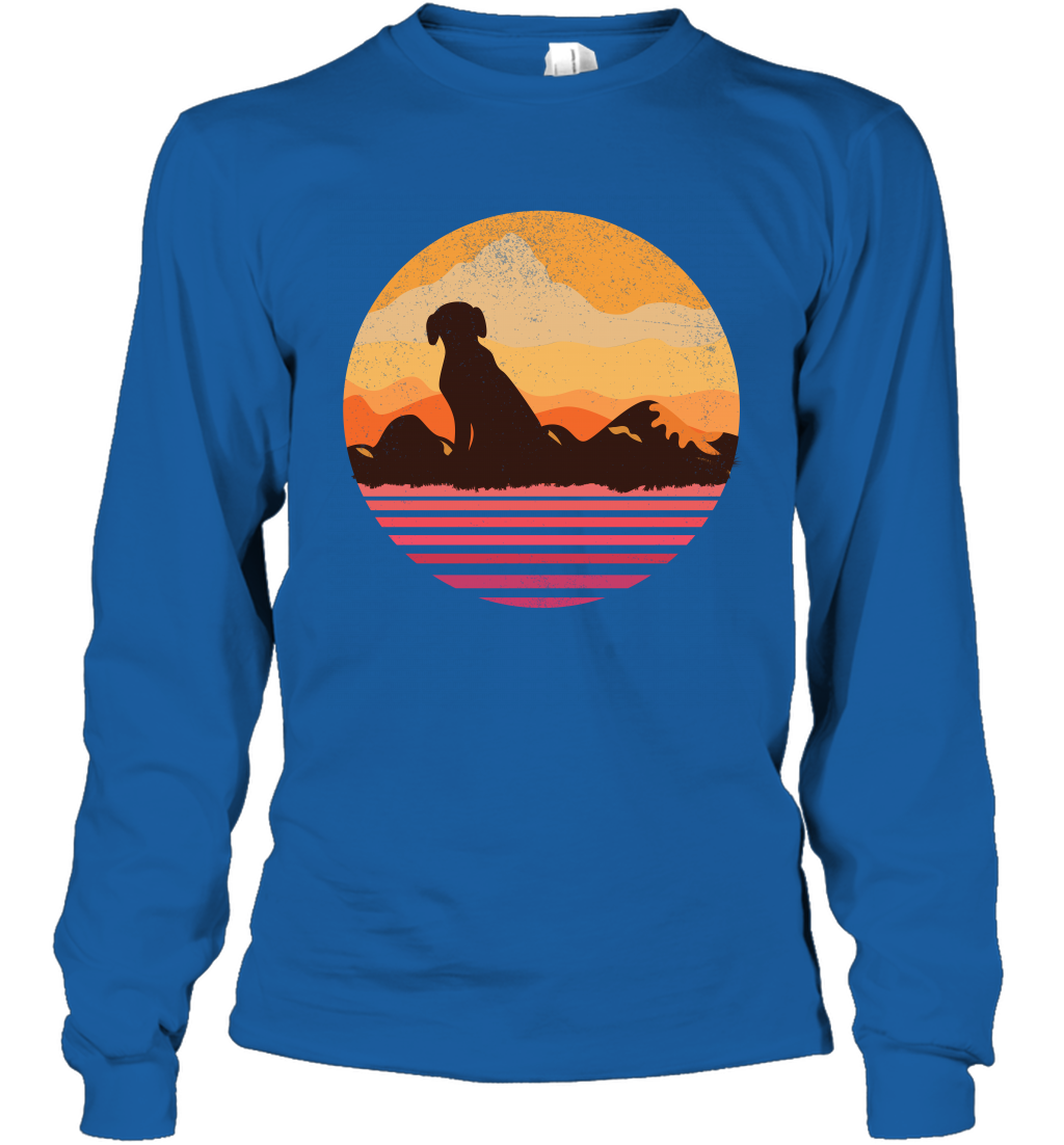 Dog In Sunset Vintage Shirt Long Sleeve T-Shirt Royal