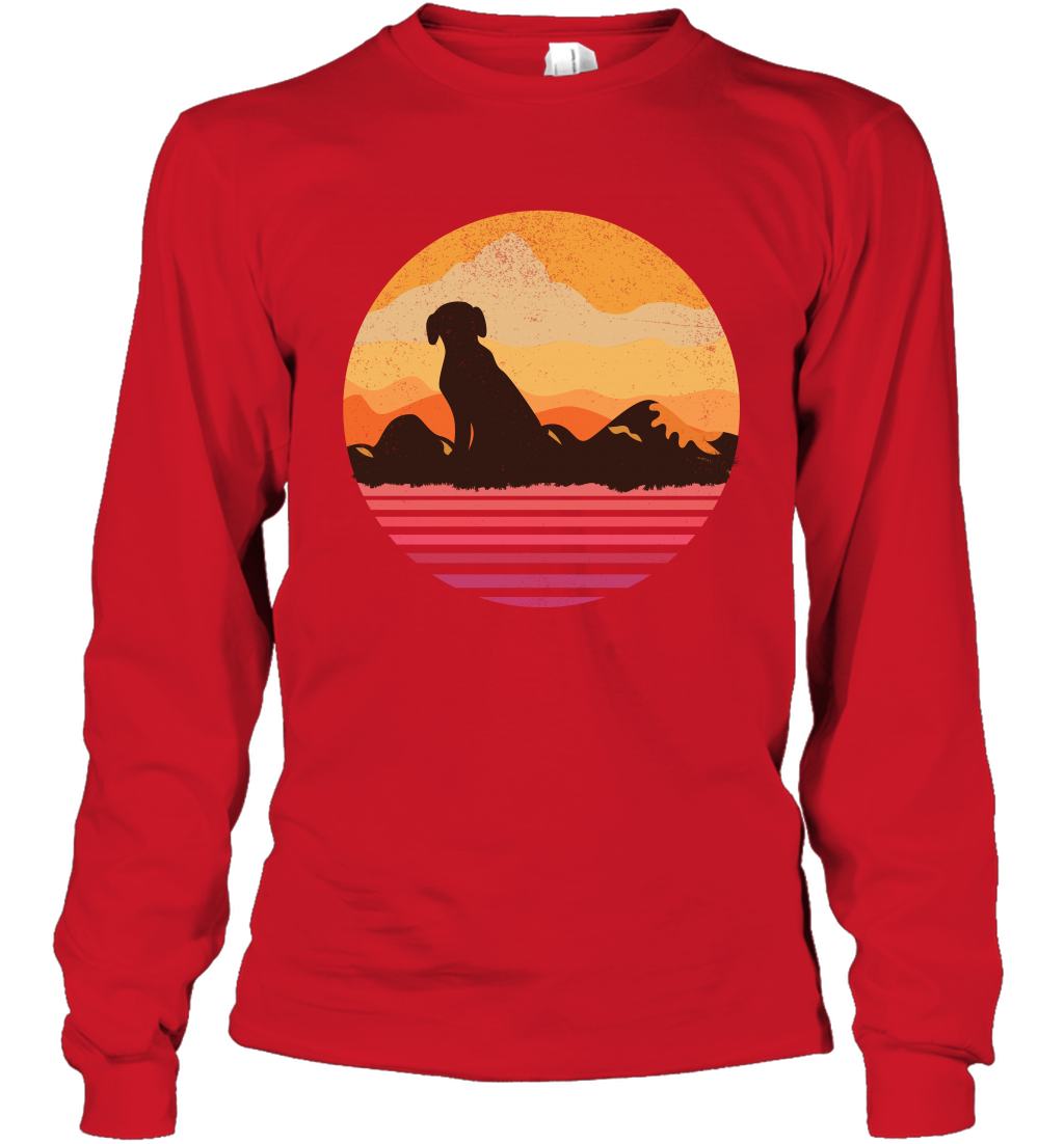 Dog In Sunset Vintage Shirt Long Sleeve T-Shirt Red