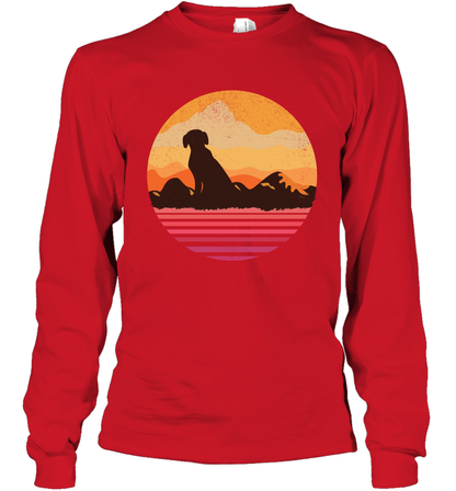 Dog In Sunset Vintage Shirt Long Sleeve T-Shirt Red