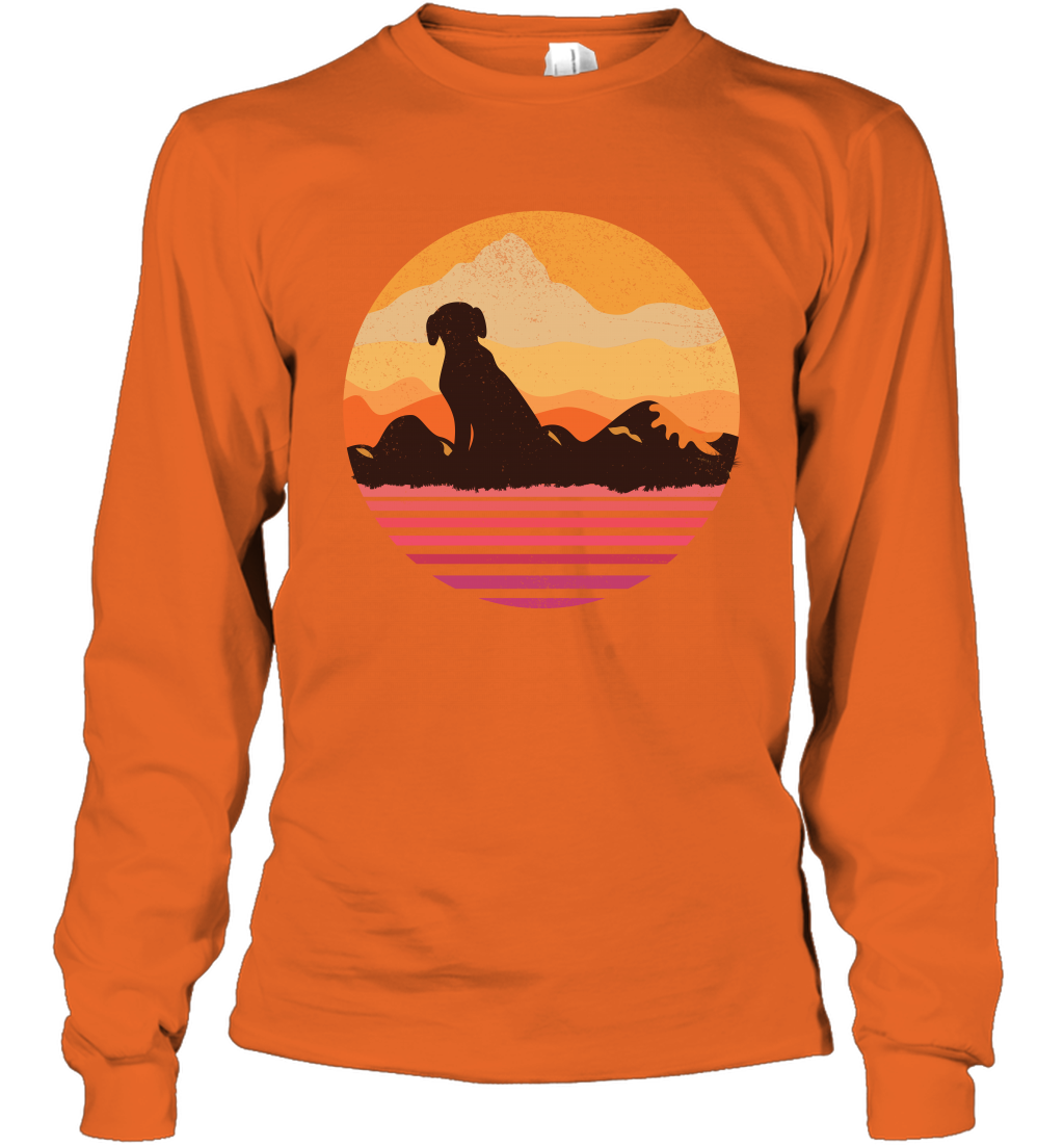 Dog In Sunset Vintage Shirt Long Sleeve T-Shirt Orange