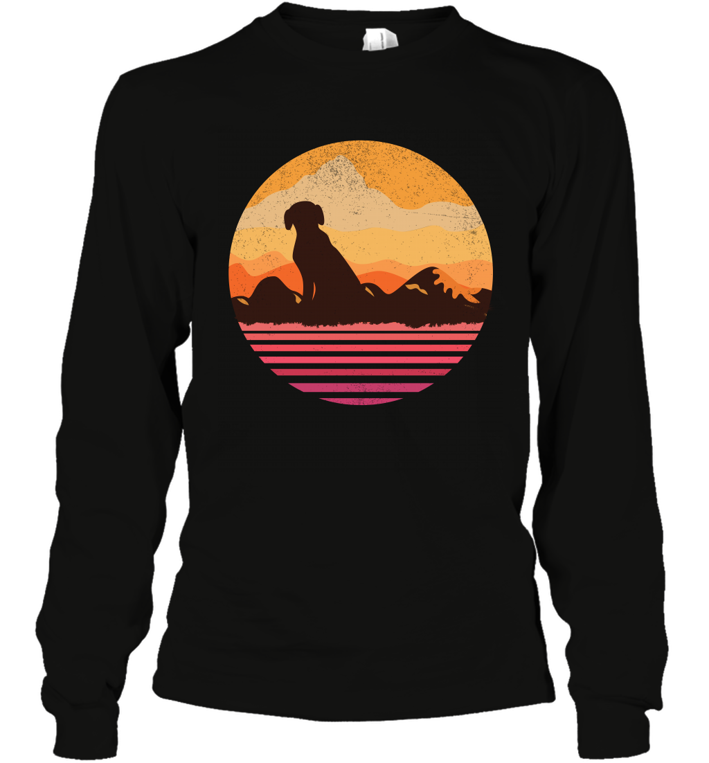 Dog In Sunset Vintage Shirt Long Sleeve T-Shirt Black