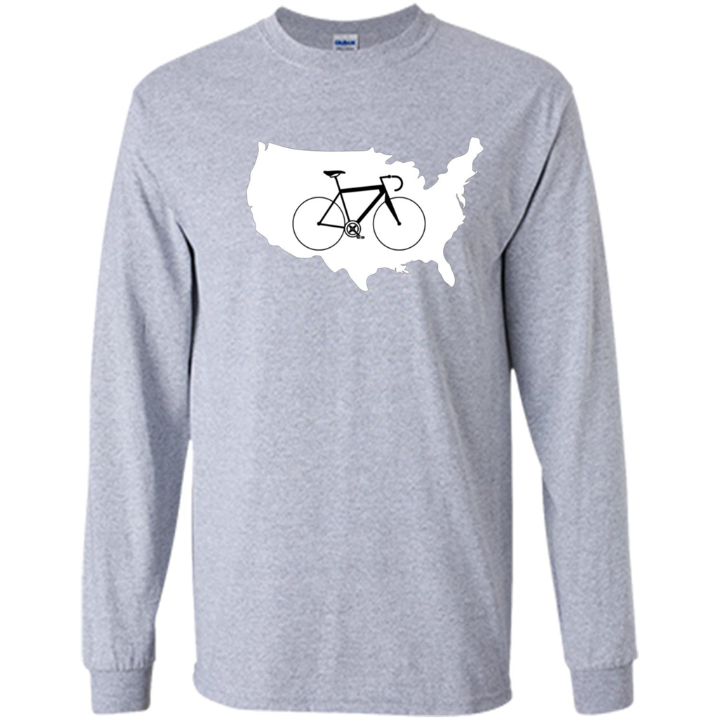 Bicycle America T-shirt USA States Road Bike Sport Grey