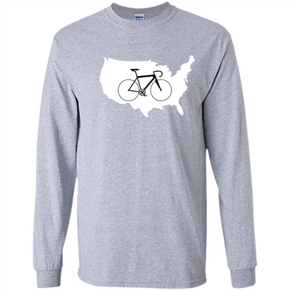 Bicycle America T-shirt USA States Road Bike Sport Grey