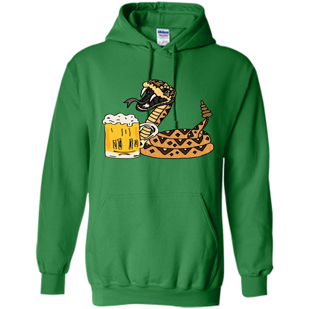 Smiletodaytees Funny Rattlesnake Drinking Beer T-shirt Irish Green
