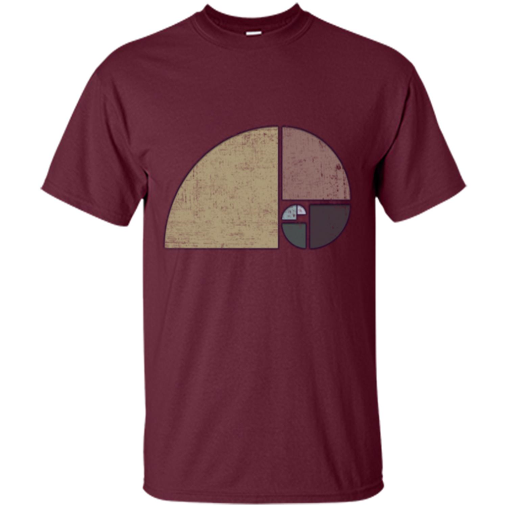 Distressed Geometric Fibonacci Spiral T-sihrt Maroon