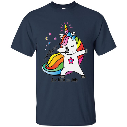 Unicorn Birthday T-shirt Unicorns Are Born In July Navy