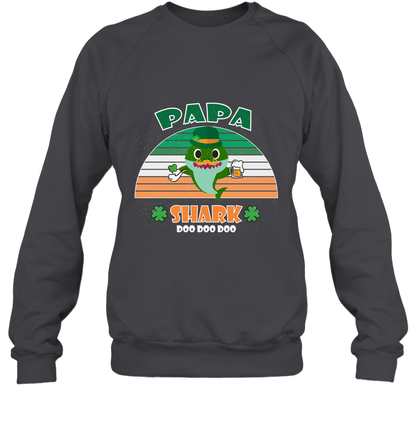 Irish Papa Shark Saint Patricks Day Family Shirt Sweatshirt Dark Heather