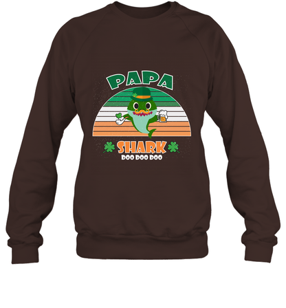 Irish Papa Shark Saint Patricks Day Family Shirt Sweatshirt Dark Chocolate