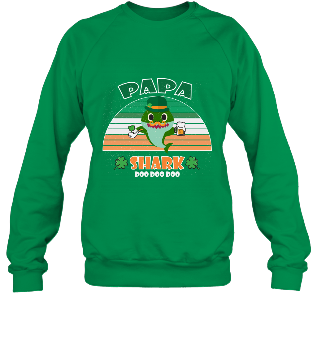 Irish Papa Shark Saint Patricks Day Family Shirt Sweatshirt Irish Green