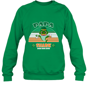Irish Papa Shark Saint Patricks Day Family ShirtUnisex Fleece Pullover Sweatshirt