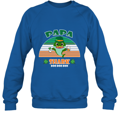 Irish Papa Shark Saint Patricks Day Family Shirt Sweatshirt Royal