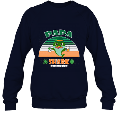 Irish Papa Shark Saint Patricks Day Family Shirt Sweatshirt Navy