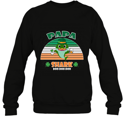 Irish Papa Shark Saint Patricks Day Family Shirt Sweatshirt Black