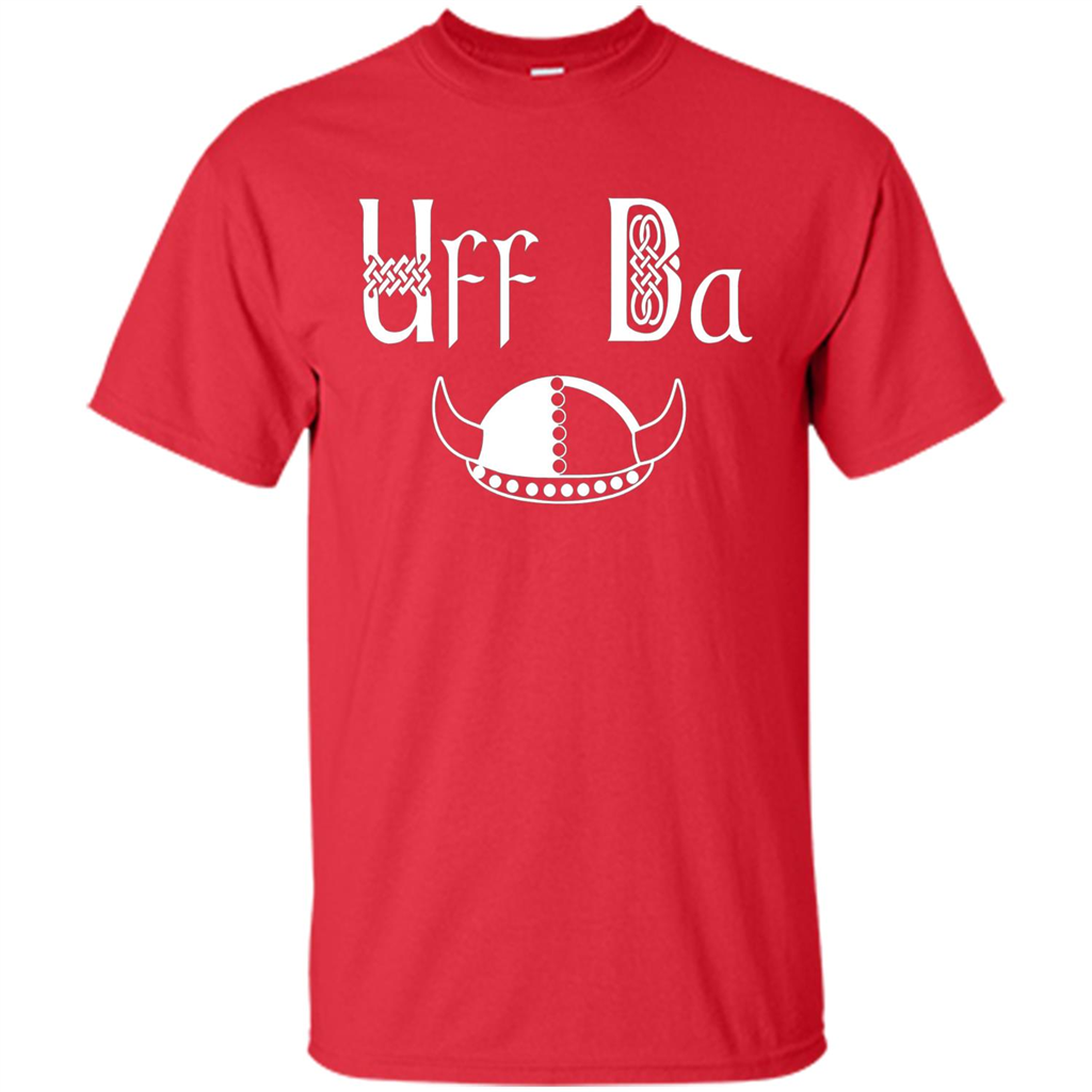 Uff Da Viking Hat Norwegian Scandinavian Saying T-shirt Red