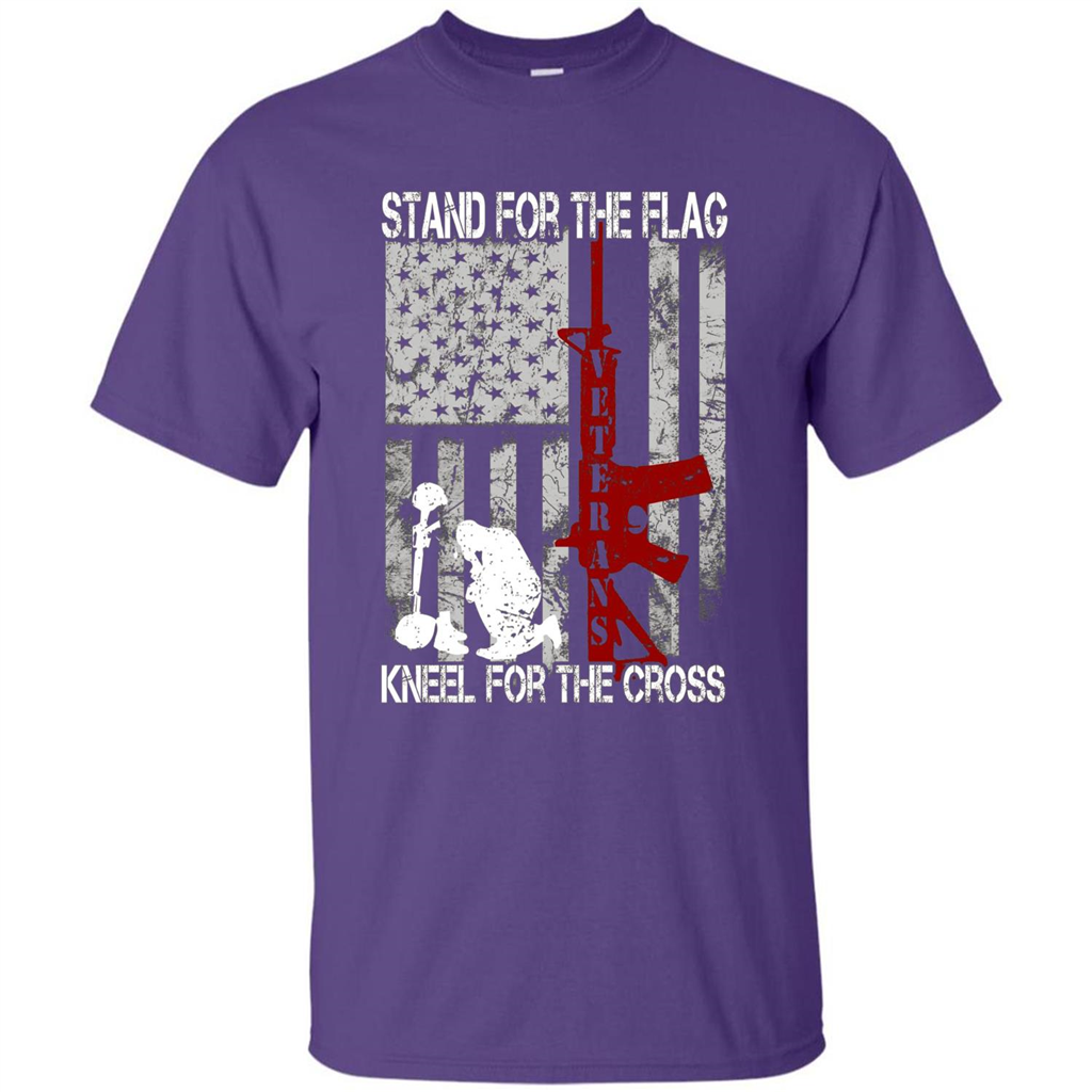 Mens Stand for the flag Kneel for the cross T Shirt Purple