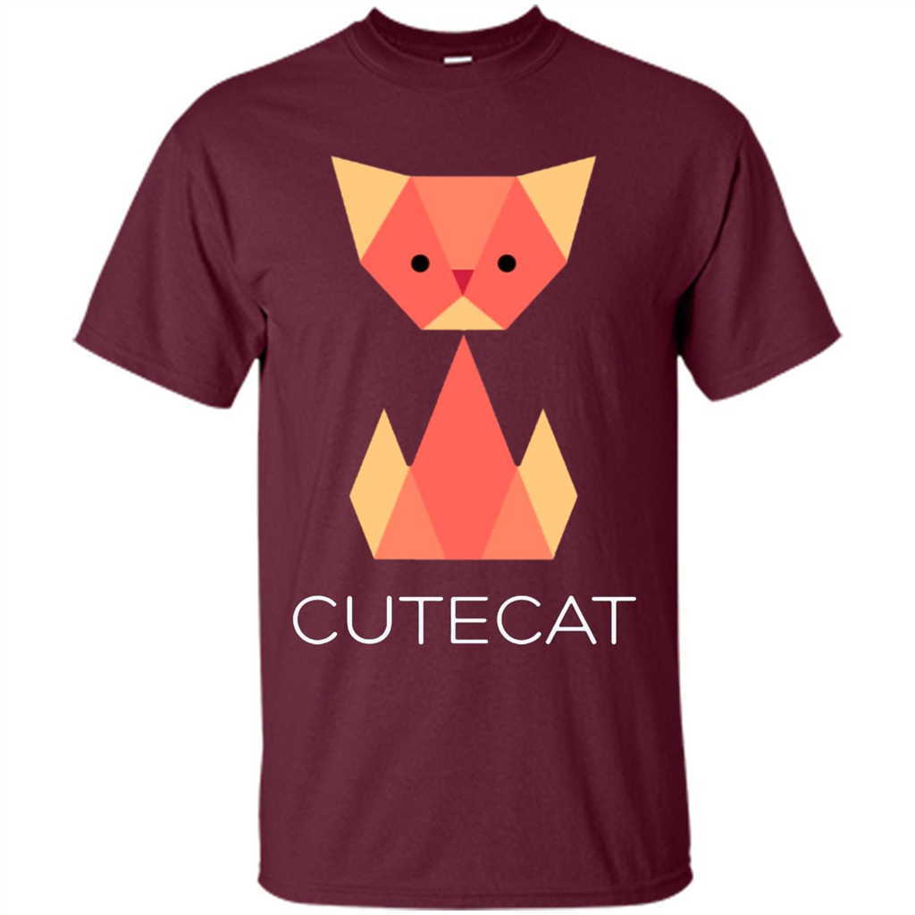 Love Cat T-Shirt Origami Cat Maroon