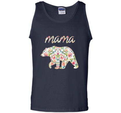Mama Bear Floral Tee, Mom Graphic T-Shirt, Matching Family shirt Navy