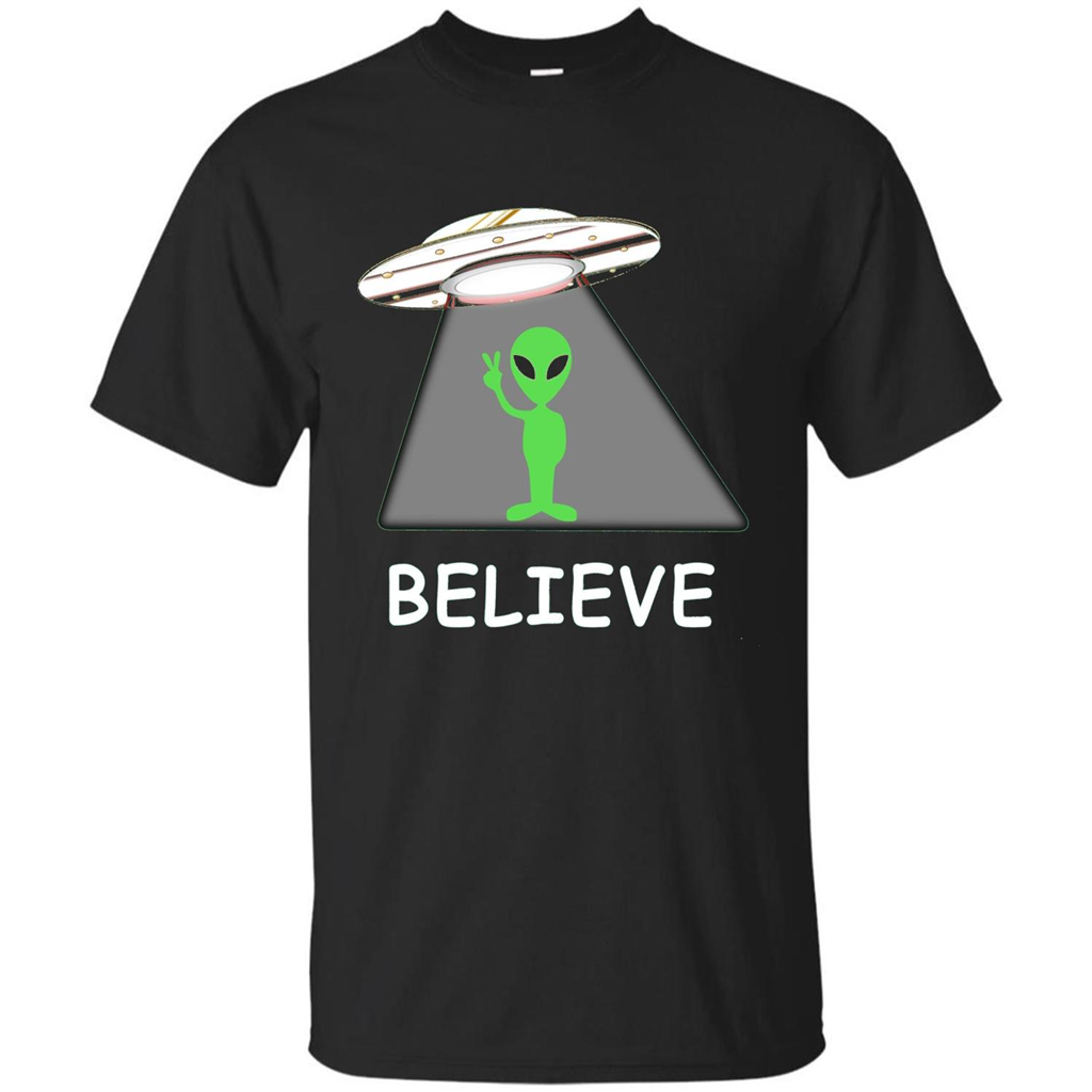 I Believe Alien T-shirt New Cool UFO T-shirt Black