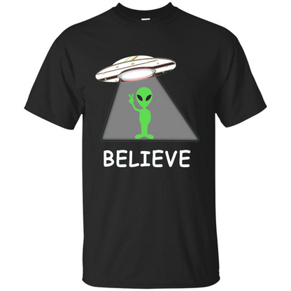 I Believe Alien T-shirt New Cool UFO T-shirt Black