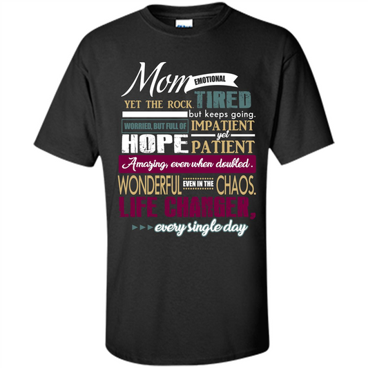 Mothers Day T-shirt Mom Emotional Yet The Rock Tired T-shirt Black