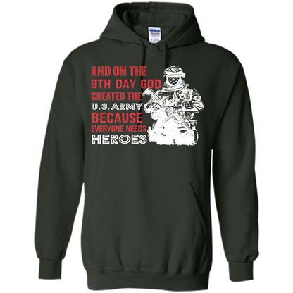 Military T-shirt And On The 9th Day God Created The U S Army Forest Green