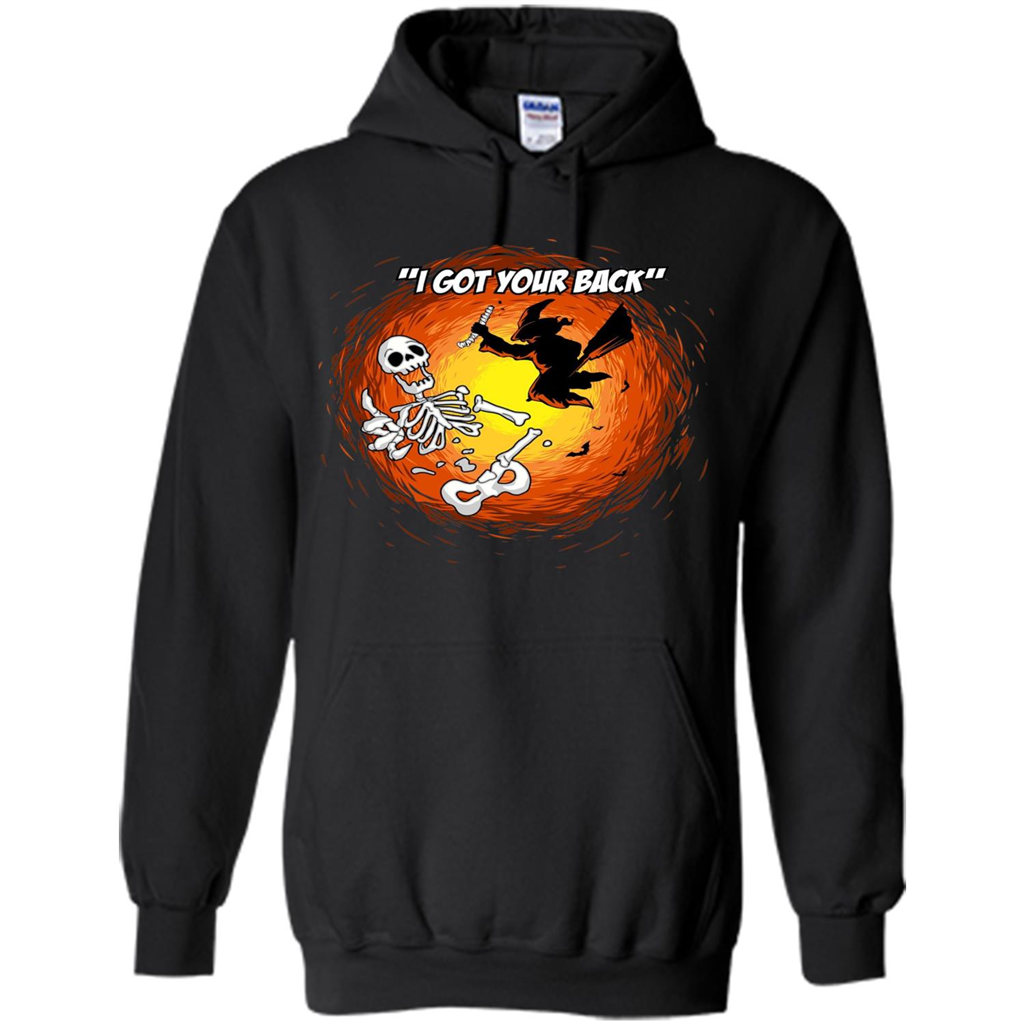 Funny Witch Skeleton Halloween 2017 I Got Your Back T-shirt Black